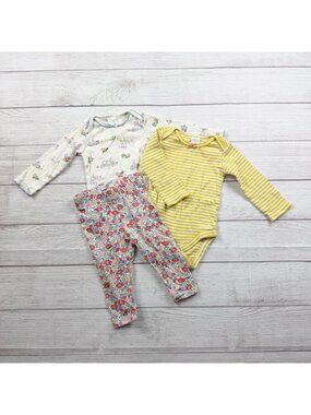 Baby Boden 3 Piece Set 2 Bodysuits Floral Leggings Baby Girls 6-12 Months
